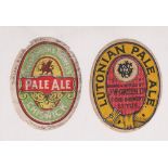 Beer labels, J W Green Ltd, Luton, Lutonian Pale Ale, vertical oval approx. 85mm high, (foxing to