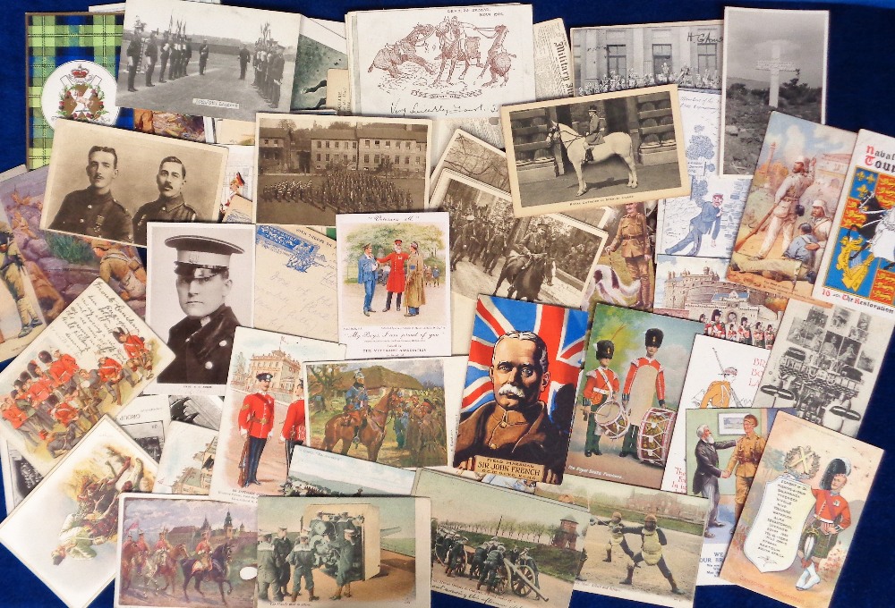 Postcards, Military, a mixed collection of approx. 108 cards, inc. illustrated regimental cards by