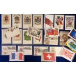 Postcards, Heraldic, a flags and heraldic selection of 25 cards with 12 published by Tuck in their