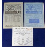 Football programmes, Millwall v Clapton Orient, three programmes, 13 October 1934 Division 3 (