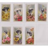 Cigarette cards, Taddy, Actresses with Flowers, 7 cards, nos 1, 4, 6, 9, 13, 22 & 24 (some slight