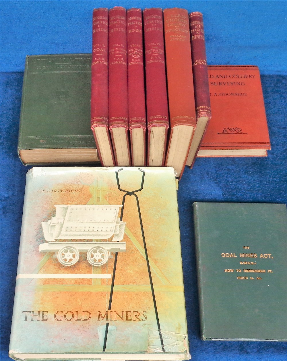 Books, Mining, 11 vintage books to comprise Modern Practice In Mining, R.A.S. Redmayne 4 Vols (