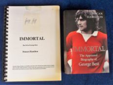 Football autograph, George Best, Manchester United, manuscript of the book 'Immortal' The Life of