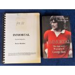 Football autograph, George Best, Manchester United, manuscript of the book 'Immortal' The Life of