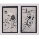 Cigarette cards, Smith's, Champions of Sport (Blue back), two cards, Cyclists, A.A. Chase & F.W.