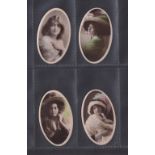 Cigarette cards, Kuit, British Beauties (Oval), four cards, ref H244, pictures nos 3, 15, 24 & 28 (