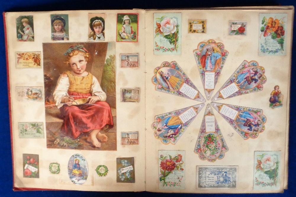 Scrap Album, 52 pages of Victorian scraps and greetings cards all laid down double sided. Subjects - Image 2 of 3