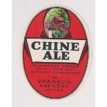 Beer label, Shanklin Brewery Ltd, Chine Ale, vertical oval, 88mm high (vg) (1)