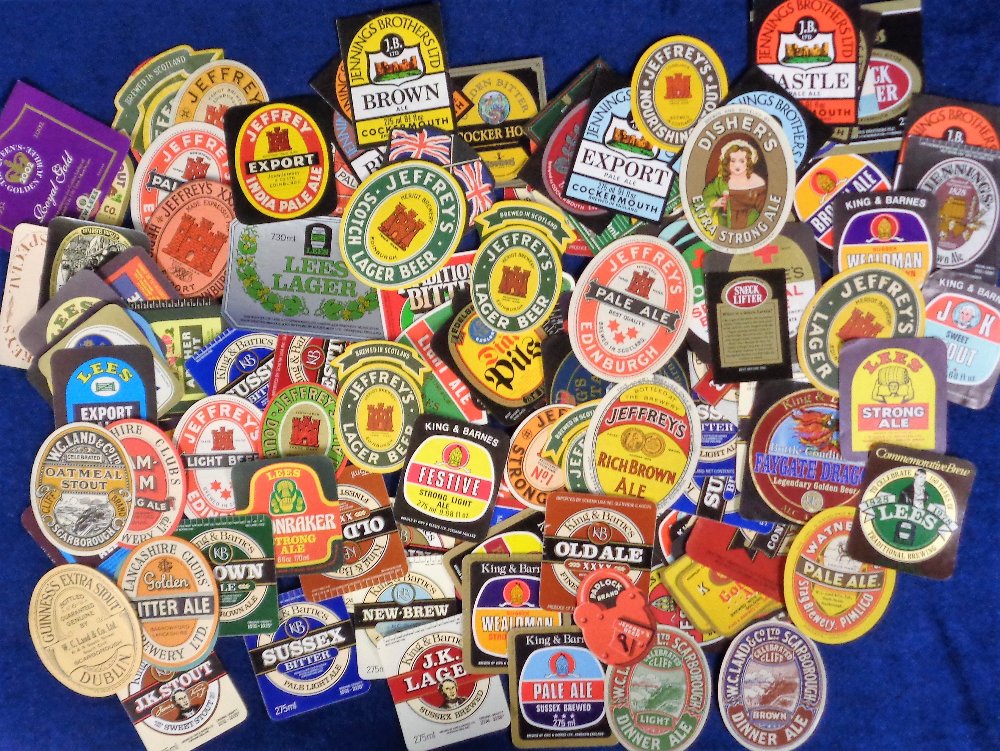 Beer labels, a selection of approx. 160 labels, various shapes, sizes and ages, John Jefffrey & Co