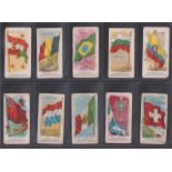 Cigarette cards, Kriegsfeld, Flags of All Nations, 12 cards, Austria, Belgium, Brazil, Bulgaria,