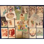 Postcards, Glamour a selection of 22 cards with artists J. Hardy, Rie Cramer, C. Longley (3),