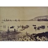Robert. H. Preston Penzance, a 19th century sepia photograph of Newlyn Harbour, image size 26.5 x