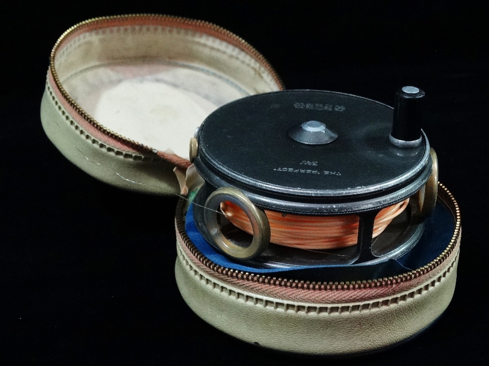 A Hardy Brothers Ltd. fishing reel 'The Perfect 3 5/8 inch' in original case, with rare double