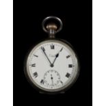 A Limit Swiss silver cased pocket watch, the 40mm white enamel dial with Roman numerals and