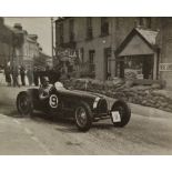 Three early 20th century racing car images, including one of C.E.G. Eccles, image size 20 x 25cm,