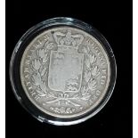 A British silver crown 1844.