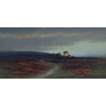 CHARLES EDWARD BRITTAN II (1870-1949) Heather Clad Moorland Watercolour Signed 19.5 x 39.5cm