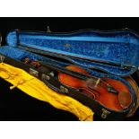 A violin labelled Geronimo Grandini Sen'r Mirecourt 1878, the two piece back of faint medium curl