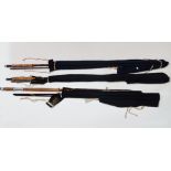 A collection of Hardys fishing rods, including a Salmon Perfect 14ft glass fibre and two Richard