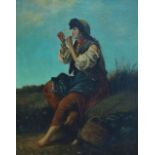 RICHUTIZ? 19th Century Italian School A seated gypsy girl lighting her pipe Oil on canvas Framed
