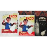 1950s advertising proof artwork for Ekco Lamps x 2, together with another for Siemens Electric