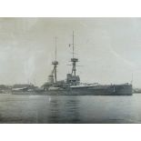 An early photographic print of H.M.S. Defence by Abrahams & Son, Devonport, together with similar of