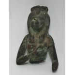 Antiquities, an Egyptian fragmentary bronze sculpture of Isis, height 8cm.