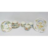 A Dorset Art Pottery Arts & Crafts part tea set, hand painted with tulips and foliage, comprising