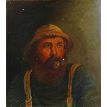 A late 19th century oil on canvas board portrait of a fisherman, 38 x 35cm.