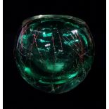An Anne Arlidge for Assenden Glass green glass spherical vase with silver wire inclusions, height
