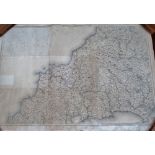 An Ordnance Survey one inch cloth mounted map of North Cornwall, dated 1908, 102 x 146cm.