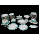 A Victorian child's turquoise and gilt decorated dinner service, comprising three lidded tureens,