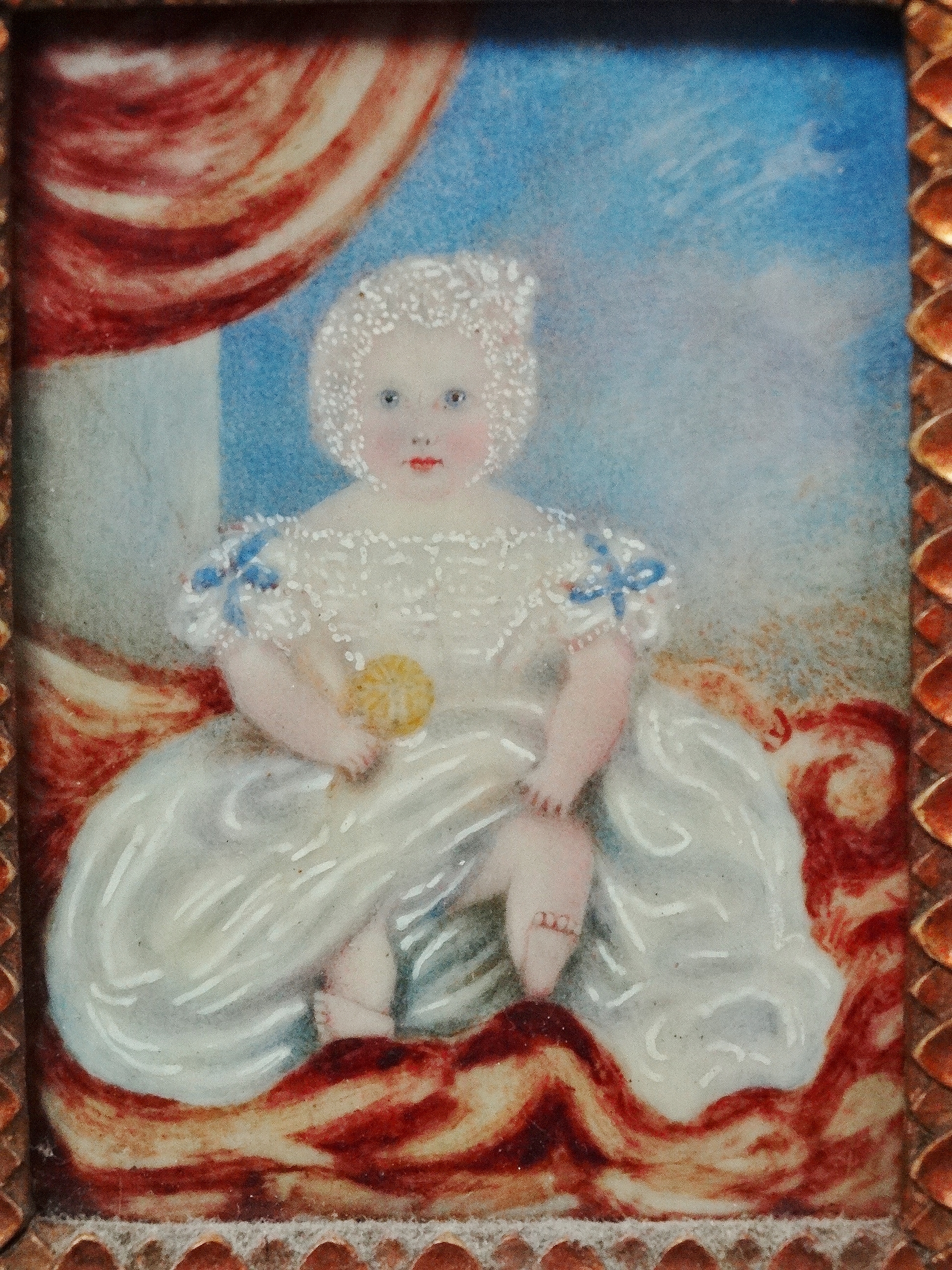 MINIATURE - An early 19th century miniature on ivory of Egerton Francis Mead MacCarthy as a baby, - Bild 2 aus 3