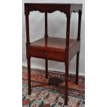 An early 19th century mahogany night stand with turned framed, fitted a single drawer and X