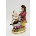 A late 19th/early 20th century continental porcelain figure group of a lady musician and a gentleman