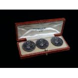 A set of three silver Art Nouveau buttons, Birmingham 1902, maker Joseph Gloster Ltd, signed Bryk,