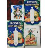 1950s advertising poster proofs for Rose's Fruit Squashes x 2, Keiller Fruit Squashes and Wrigley'