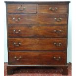 An early 19th century mahogany and pine chest of four long over two short drawers, height 136cm,