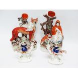 A Victorian Staffordshire figure of a fox with its prey, height 23cm, together with a