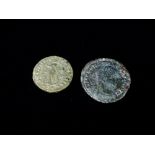 Two Roman Constantine I bronze coins.