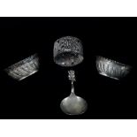 A pair of Victorian silver salts, Sheffield 1889 , weight 1.8oz approximately, together with a