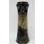A Royal Doulton stoneware vase, with floral decoration, impressed maker's marks to base, height 33.