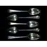 A set of four silver serving spoons, London 1795, maker Thomas Wallis II, weight 8.33oz