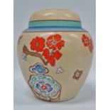 A Shelley Art Deco ginger jar and cover, decorated in an oriental manner, maker's mark to base,