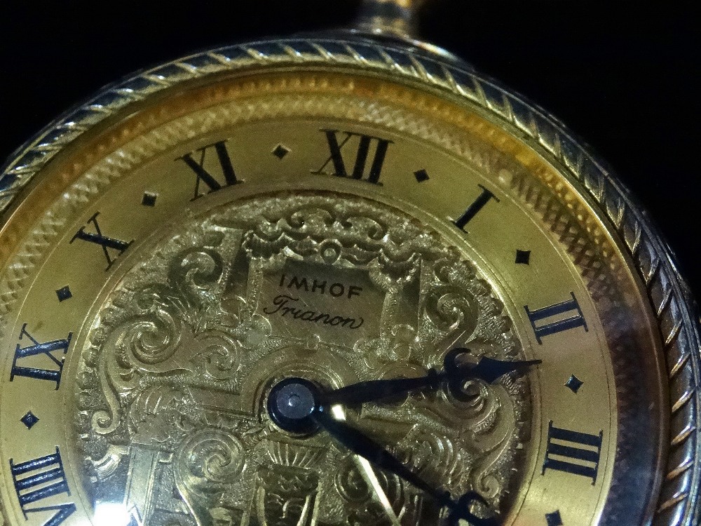 An Imhof Trianon Swiss 15 jewel eight day travelling alarm clock, in the form of an 18th century - Image 3 of 4