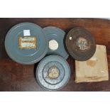 Five 8mm cine film reels, including 'Dunlop Time Spot', 'Salute The Victory', 'American