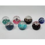 Caithness paperweights, seven various paperweights including 'Myrias', 'Polka', 'Seaform', '