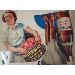 Whiteways Flagon Cyder, a mid 20th century polychrome advertising poster, 92 x 120cm, together