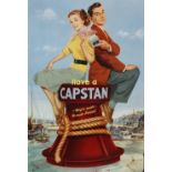 A 1950s WD & HO WILLS CAPSTAN CIGARETTES polychrome printed advertising panel, 77 x 52cm.