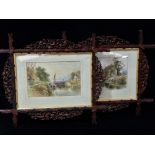 A pair of Black Forest carved frames, each frame carved with naturalistic branches and with carved